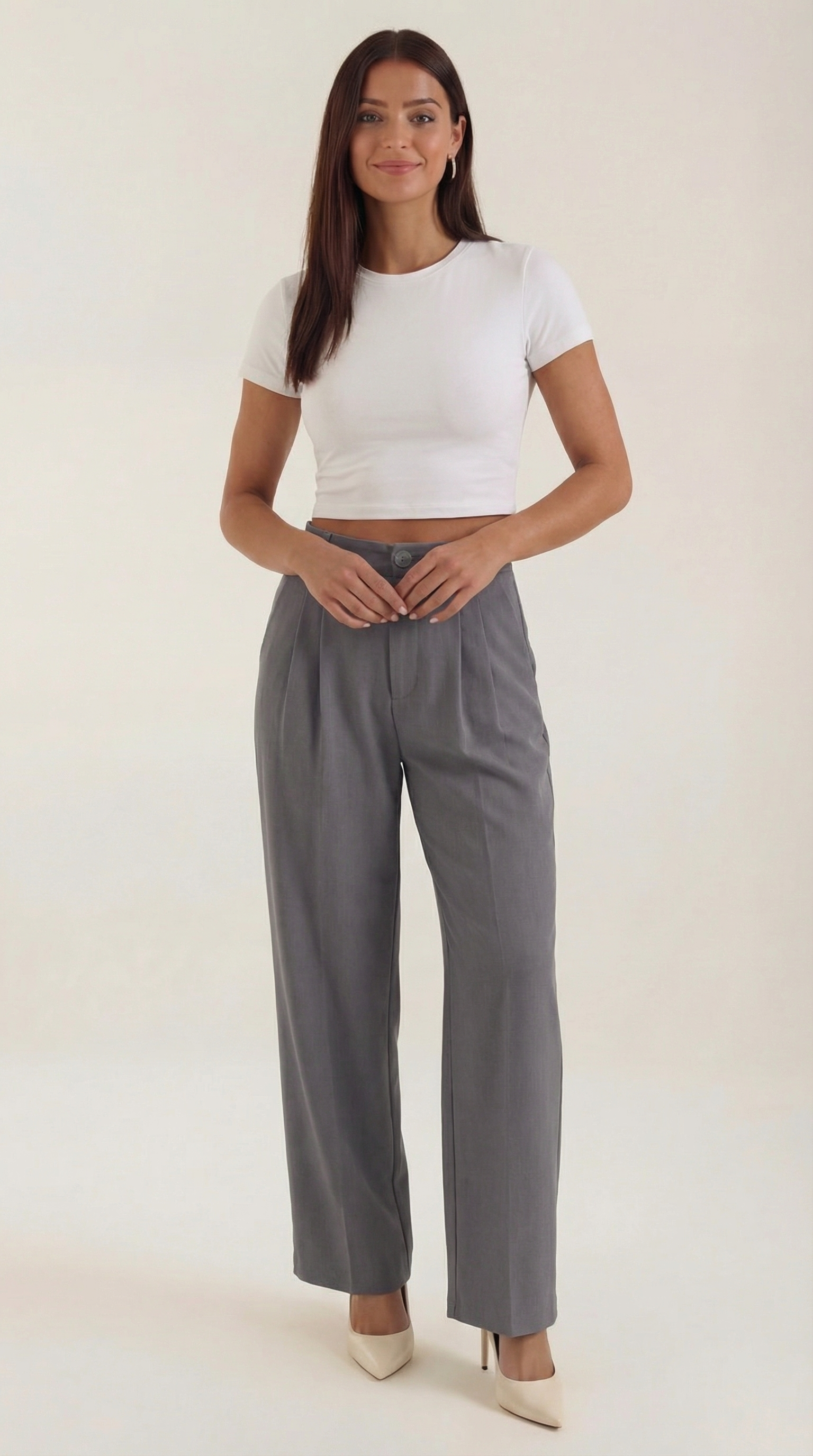 Wide-Leg Office Trousers for Women - Comfortable Stretch Fabric - Professional Style - Versatile Workwear Pants