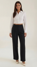 Wide-Leg Office Trousers for Women - Comfortable Stretch Fabric - Professional Style - Versatile Workwear Pants