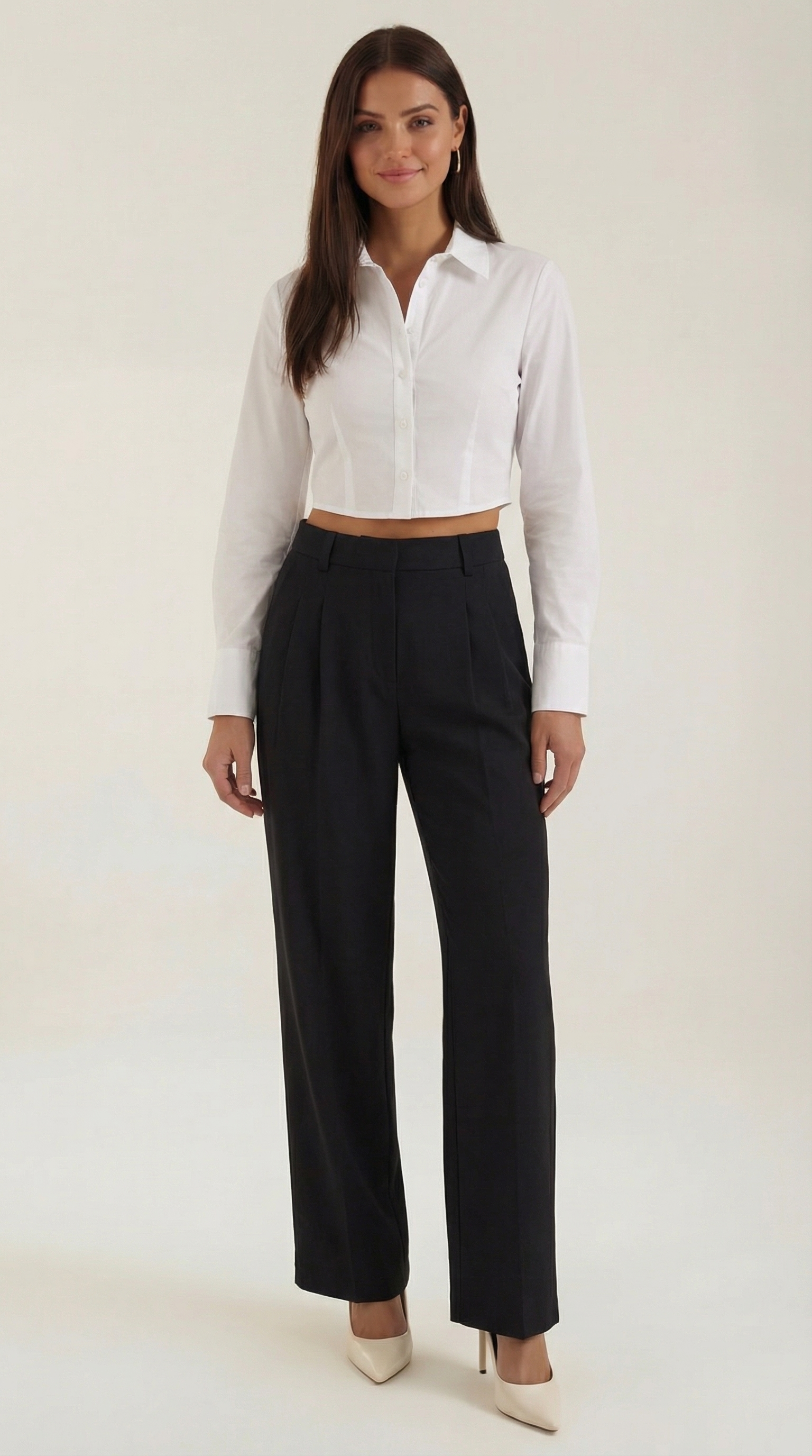 Wide-Leg Office Trousers for Women - Comfortable Stretch Fabric - Professional Style - Versatile Workwear Pants
