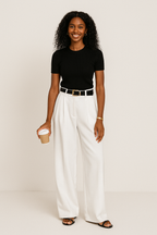 Wide-Leg Trousers for Women - Tailored Fit, Comfortable Fabric, Versatile Casual or Office Wear
