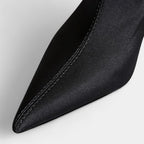 Women's Ankle Boots - Pointed Toe, Block Heel, Zig-Zag Stitching - Stylish Footwear for Casual and Formal Occasions