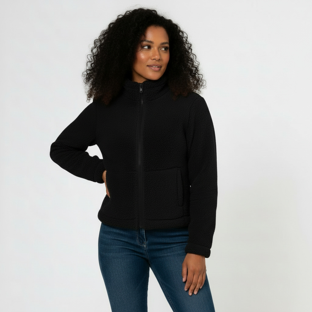 Women's Full-Zip Fleece Jacket for Warmth and Comfort in Casual Outdoor Activities