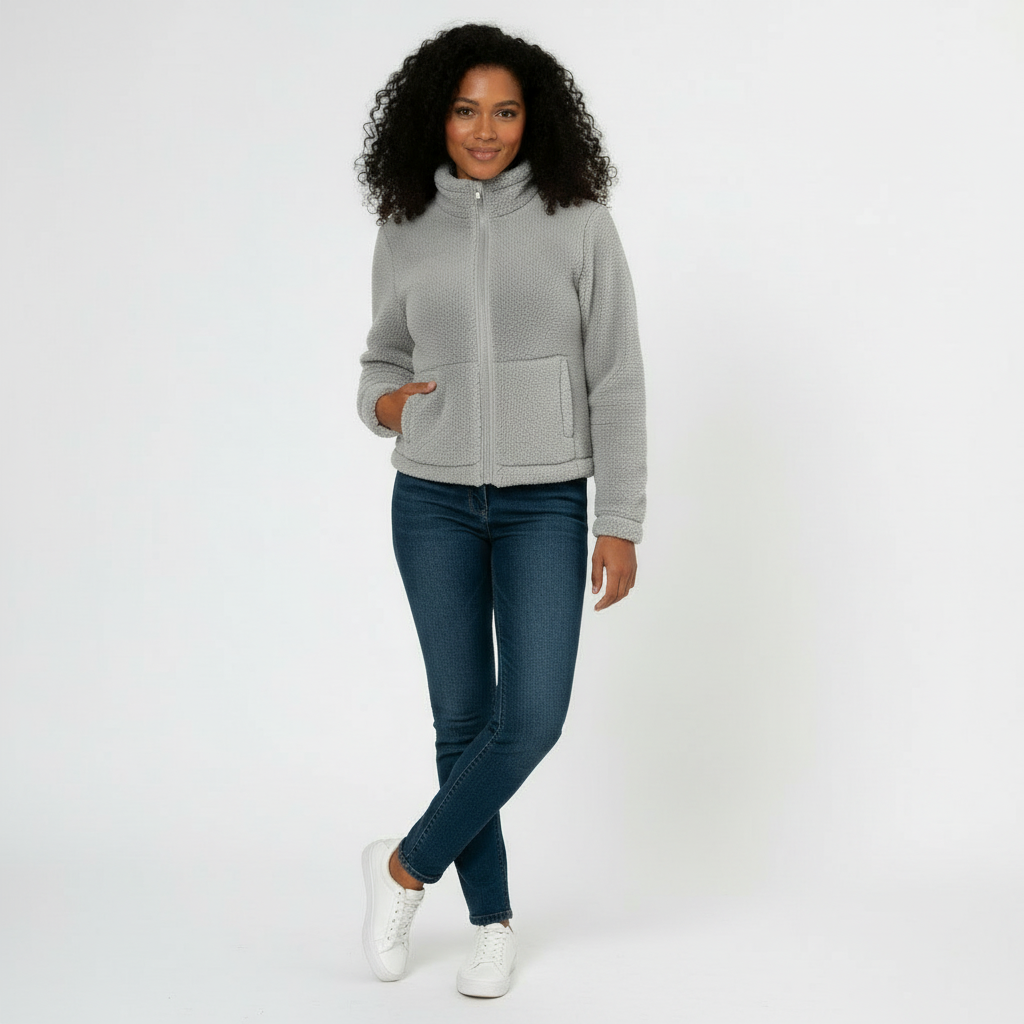 Women's Full-Zip Fleece Jacket for Warmth and Comfort in Casual Outdoor Activities
