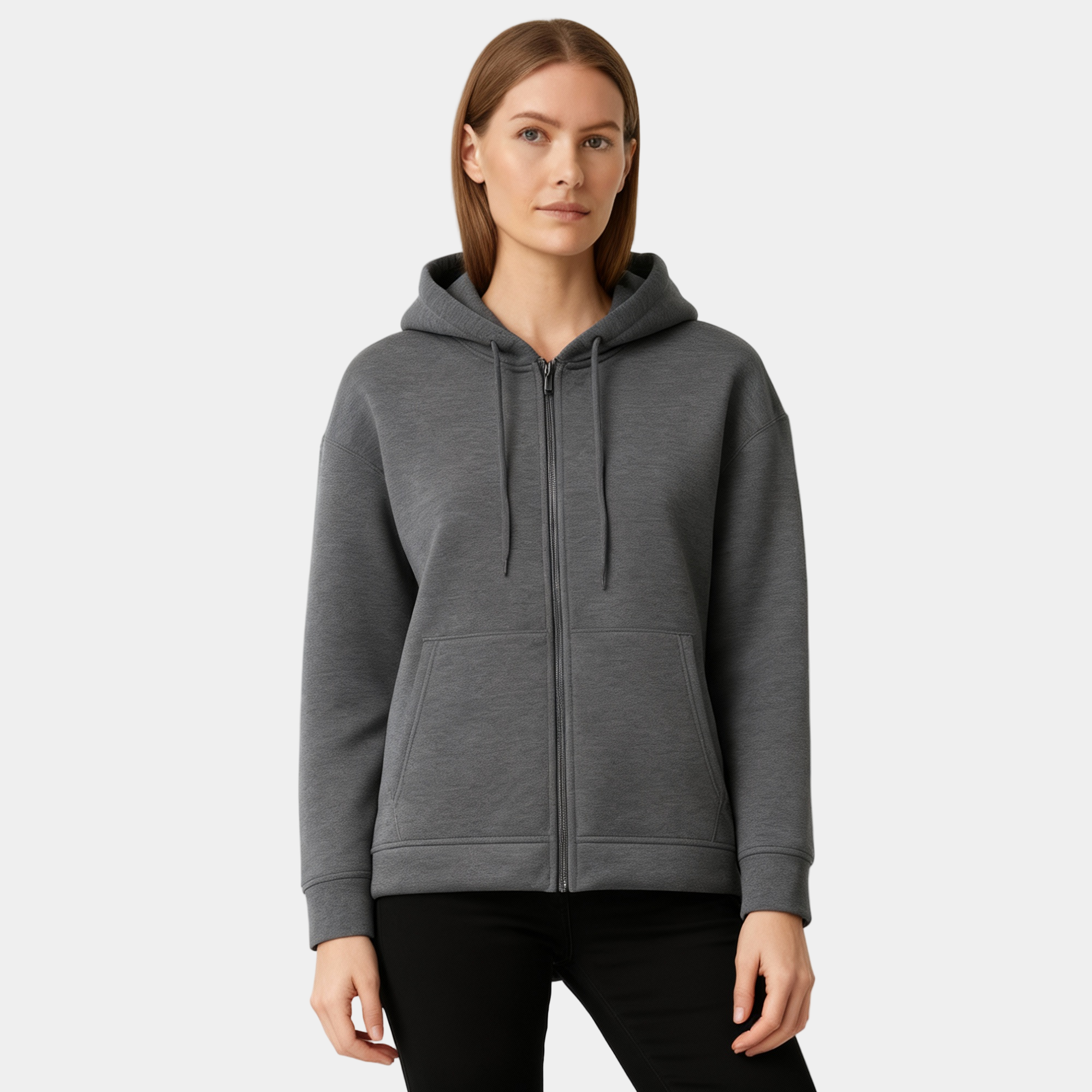 Women's Full-Zip Hoodie - Soft Cotton Blend - Casual Style - Perfect for Layering and Everyday Wear