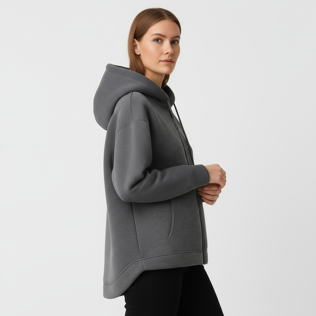 Women's Full-Zip Hoodie - Soft Cotton Blend - Casual Style - Perfect for Layering and Everyday Wear