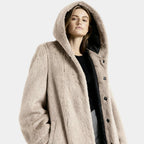 Women's Hooded Faux Mink Fur Long Coat - Stylish Winter Outerwear for Cold Weather