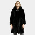 Women's Hooded Faux Mink Fur Long Coat - Stylish Winter Outerwear for Cold Weather