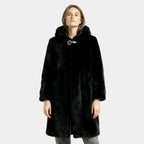 Women's Hooded Faux Mink Fur Long Coat - Stylish Winter Outerwear for Cold Weather