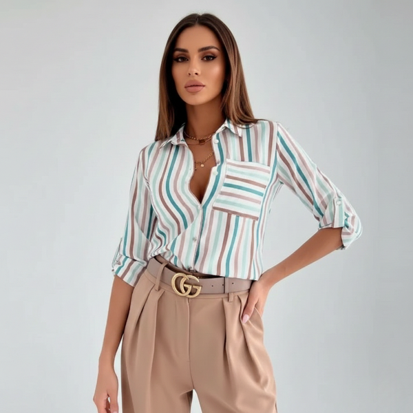 Women's Lightweight Blouse - Classic Design for Work or Casual Wear - Timeless Elegance in Versatile Fabric