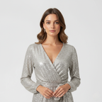 Women's Long Sleeve Deep V-Neck Jumpsuit - Comfortable Casual Wear for Everyday Style