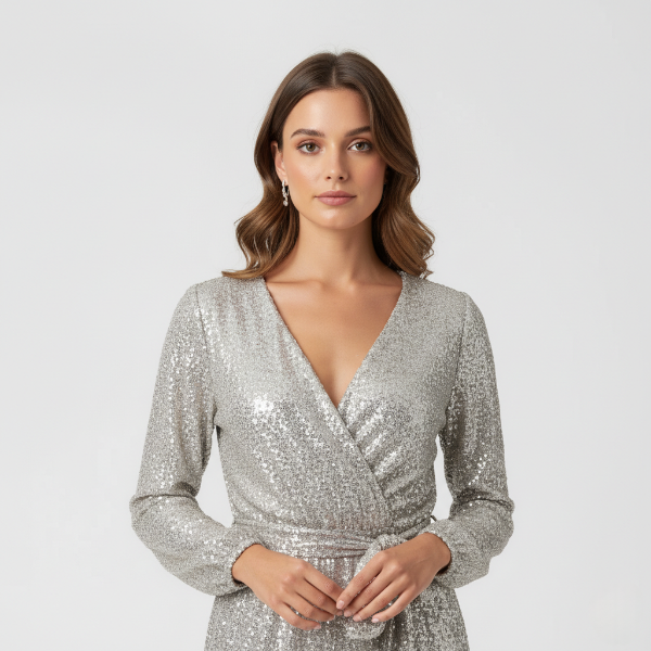 Women's Long Sleeve Deep V-Neck Jumpsuit - Comfortable Casual Wear for Everyday Style