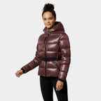 Women's Puffer Jacket with Belted Waist - Insulated Winter Coat for Cold Weather Fashion