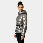 Women's Puffer Jacket with Belted Waist - Insulated Winter Coat for Cold Weather Fashion