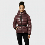 Women's Puffer Jacket with Belted Waist - Insulated Winter Coat for Cold Weather Fashion