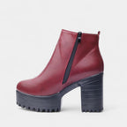 Women's Rounded Toe Ankle Boots with Block Heel and Elastic Side Panels for Casual Wear