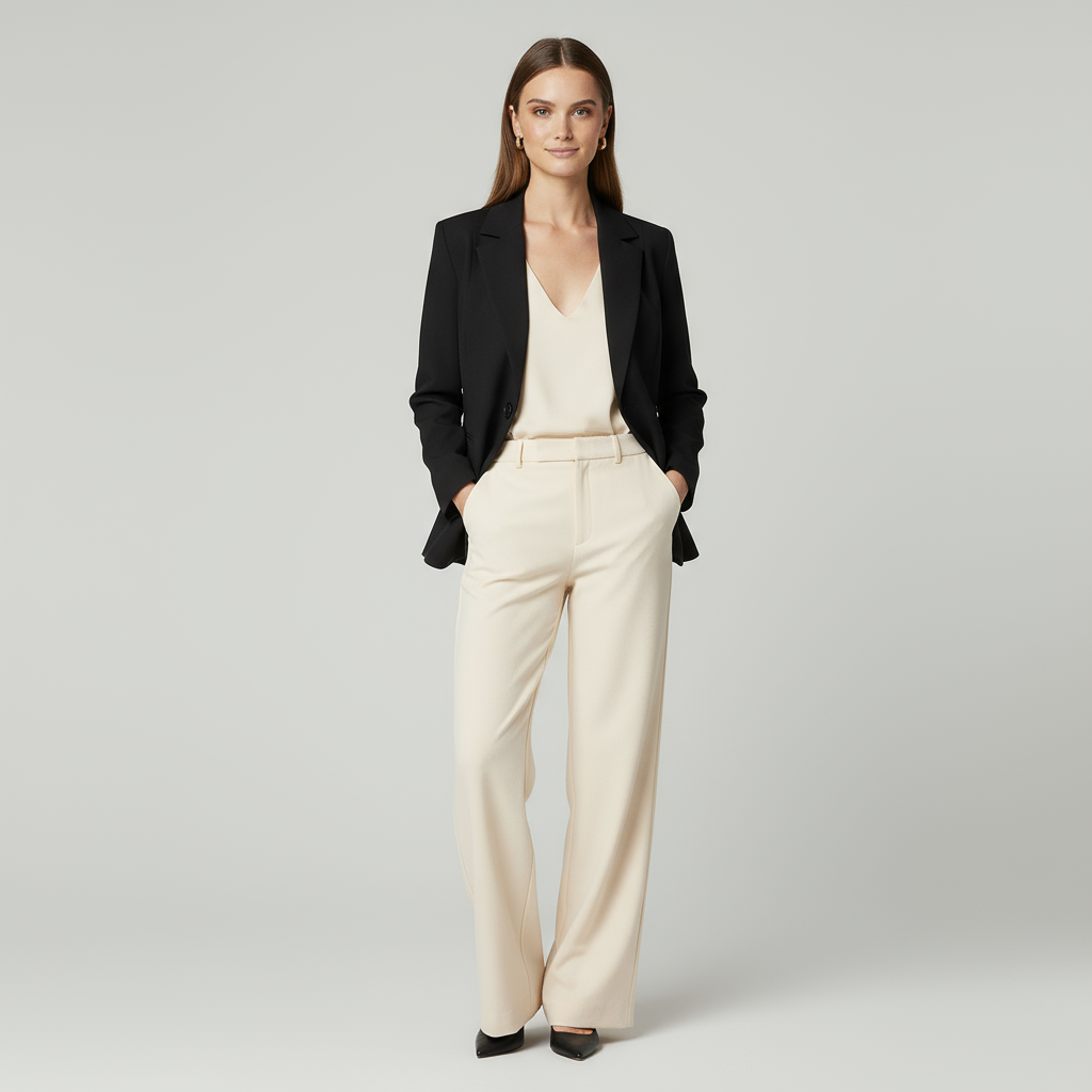 Women's Single-Button Blazer Jacket - Tailored Fit - Professional Office Wear - Versatile Business Attire