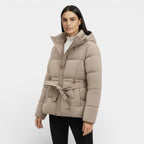 Women's Windproof Belted Puffer Parka Jacket - Insulated Outerwear for Cold Weather