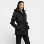 Women's Windproof Belted Puffer Parka Jacket - Insulated Outerwear for Cold Weather