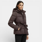 Women's Windproof Belted Puffer Parka Jacket - Insulated Outerwear for Cold Weather