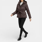 Women's Windproof Belted Puffer Parka Jacket - Insulated Outerwear for Cold Weather